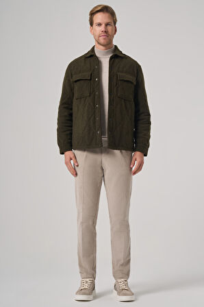  Erkek Haki Yünlü Dynamic Fit Berberi Yaka Mont