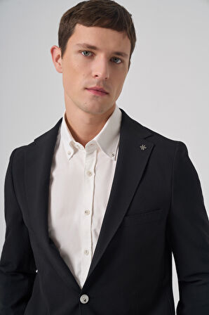  Erkek Siyah Trend Slim Fit Mono Yaka Ceket