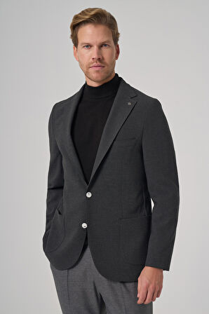  Erkek Antrasit Trend Slim Fit Mono Yaka Ceket