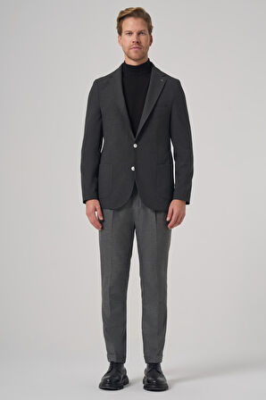  Erkek Antrasit Trend Slim Fit Mono Yaka Ceket