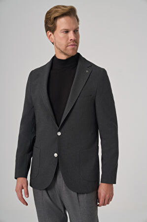  Erkek Antrasit Trend Slim Fit Mono Yaka Ceket