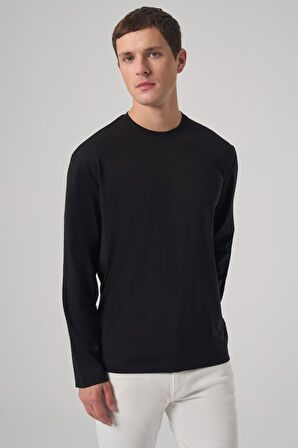  Erkek Siyah Trend Bisiklet Yaka Rayon Sweatshirt