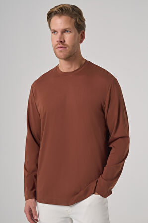  Erkek Kiremit Trend Bisiklet Yaka Rayon Sweatshirt