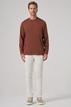  Erkek Kiremit Trend Bisiklet Yaka Rayon Sweatshirt