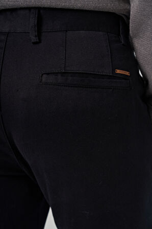  Erkek Siyah Pamuk Trend Slim Fit Chino Pantolon