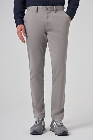  Erkek Gri Pamuk Trend Slim Fit Chino Pantolon