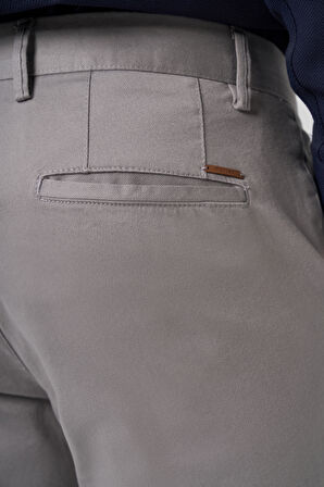  Erkek Gri Pamuk Trend Slim Fit Chino Pantolon