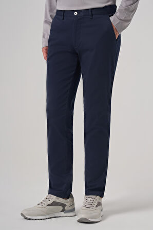  Erkek Lacivert Pamuk Trend Slim Fit Chino Pantolon