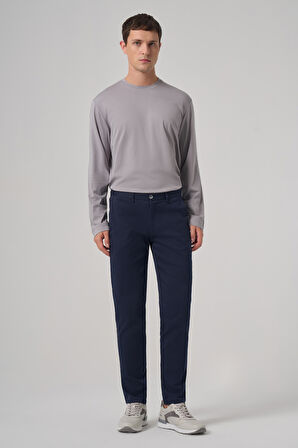  Erkek Lacivert Pamuk Trend Slim Fit Chino Pantolon