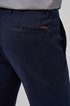  Erkek Lacivert Pamuk Trend Slim Fit Chino Pantolon