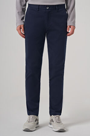  Erkek Lacivert Pamuk Trend Slim Fit Chino Pantolon