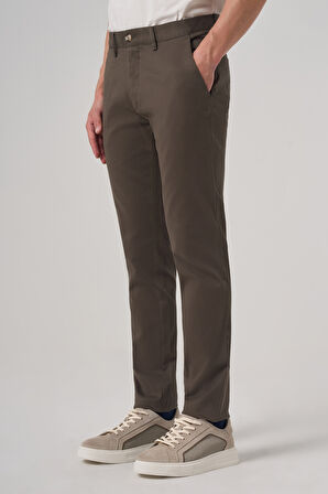  Erkek Haki Pamuk Trend Slim Fit Chino Pantolon