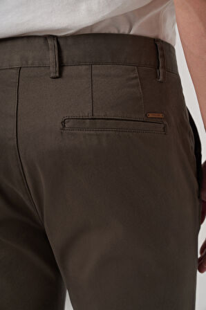  Erkek Haki Pamuk Trend Slim Fit Chino Pantolon