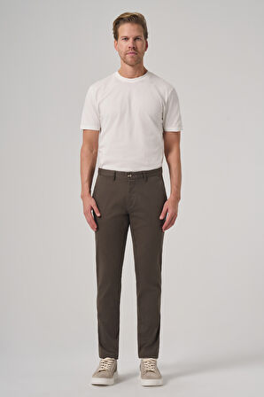  Erkek Haki Pamuk Trend Slim Fit Chino Pantolon