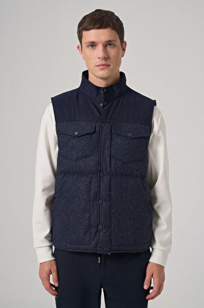  Erkek Lacivert Trend Yünlü Şişme Yelek