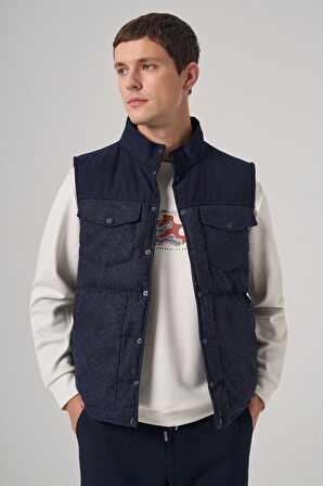  Erkek Lacivert Trend Yünlü Şişme Yelek