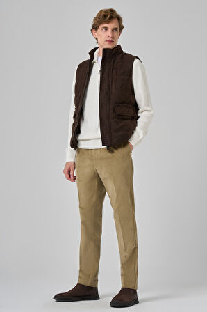  Erkek KAHVE Trend Yünlü Dinamik Fit Şişme Yelek