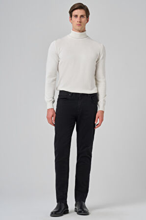  Erkek Siyah Denim 5 Cep Slim Fit Jean Kot Pantolon