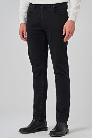  Erkek Siyah Denim 5 Cep Slim Fit Jean Kot Pantolon