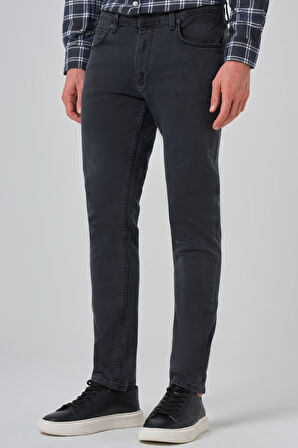  Erkek Füme Denim 5 Cep Slim Fit Jean Kot Pantolon