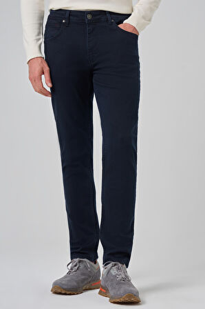  Erkek Lacivert Denim 5 Cep Slim Fit Jean Kot Pantolon