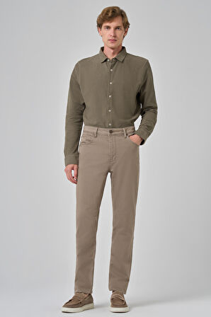  Erkek Bej Denim 5 Cep Dynamic Fit Jean Kot Pantolon