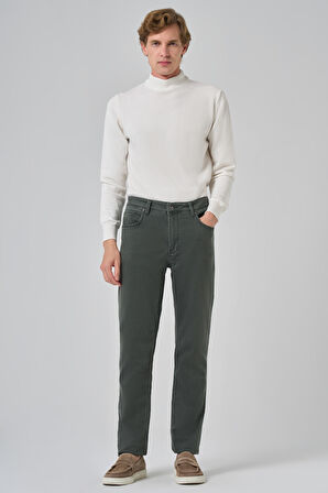  Erkek Haki Denim 5 Cep Dynamic Fit Jean Kot Pantolon