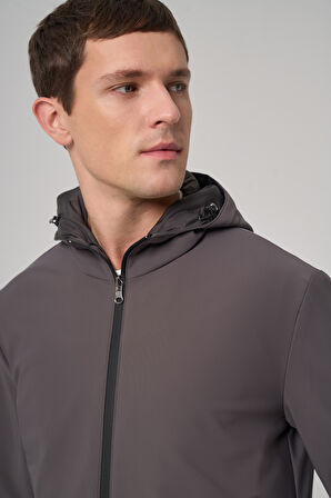  Erkek Füme Trend Çift Taraflı Kapüşonlu Mont