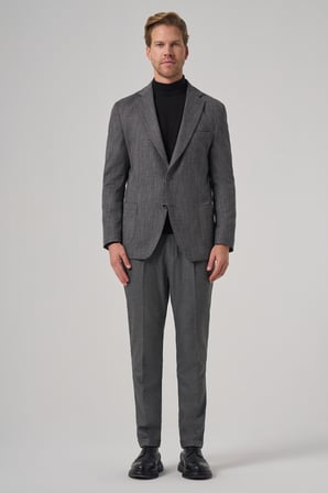  Erkek Siyah Poliviskon Trend Desenli Dynamic Fit Mono Yaka Ceket