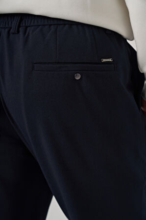  Erkek Lacivert Poliviskon Trend İpli Jogger Slim Fit Spor Pantolon