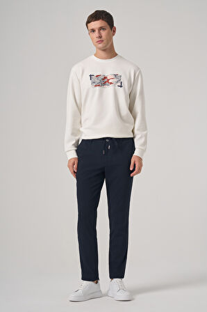  Erkek Lacivert Poliviskon Trend İpli Jogger Slim Fit Spor Pantolon