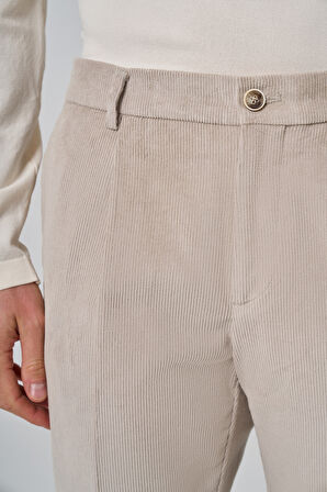  Erkek Taş Pamuk Trend Fitilli Kadife Lastikli Slim Fit Pantolon