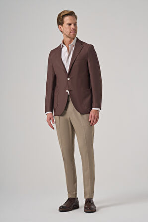  Erkek KAHVE Slim Fit Mono Yaka Ceket