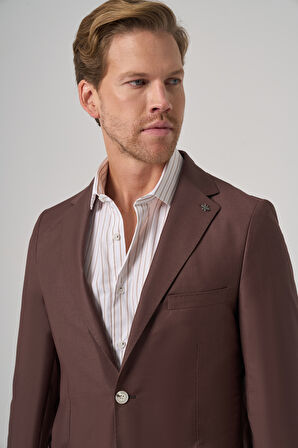  Erkek KAHVE Slim Fit Mono Yaka Ceket