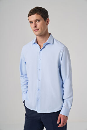  Erkek A. MAVİ Polyester Trend Desenli Dynamic Fit İtalyan Yaka Gömlek