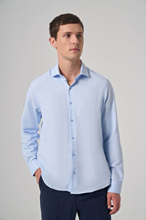  Erkek A. MAVİ Polyester Trend Desenli Dynamic Fit İtalyan Yaka Gömlek