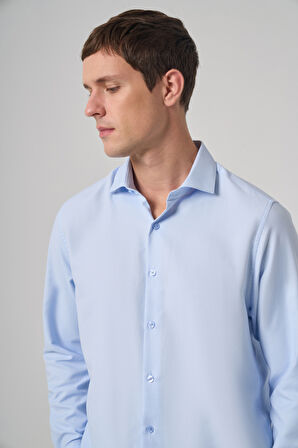  Erkek A. MAVİ Polyester Trend Desenli Dynamic Fit İtalyan Yaka Gömlek