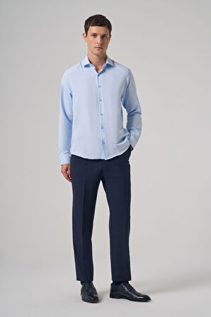  Erkek A. MAVİ Polyester Trend Desenli Dynamic Fit İtalyan Yaka Gömlek