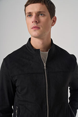  Erkek Siyah Trend Baharlık Çift Taraflı Süet Mont