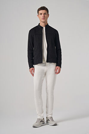  Erkek Siyah Trend Baharlık Çift Taraflı Süet Mont