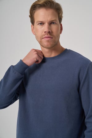  Erkek Marine Trend Bisiklet Yaka Sweatshirt