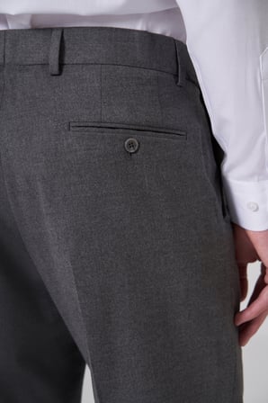  Erkek Gri Yünlü Düz Dynamic Fit Pantolon