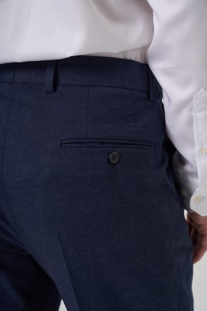  Erkek Lacivert Yünlü Düz Dynamic Fit Pantolon
