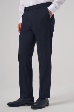  Erkek KOYU LACİVERT Yünlü Düz Dynamic Fit Pantolon