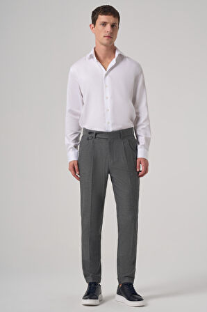 Erkek Füme Poliviskon Trend Desenli Slim Fit Çift Pile Pantolon