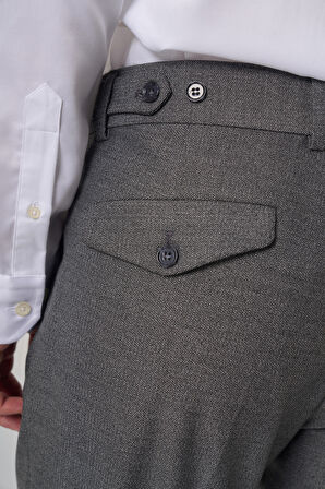  Erkek Füme Poliviskon Trend Desenli Slim Fit Çift Pile Pantolon