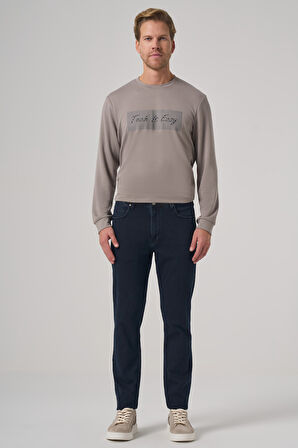  Erkek Lacivert Denim 5 Cep Slim Fit Jean Kot Pantolon