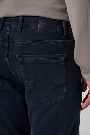  Erkek Lacivert Denim 5 Cep Slim Fit Jean Kot Pantolon