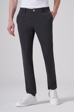  Erkek Füme Trend Düz Tam Lastikli Slim Fit Pantolon