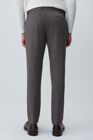  Erkek KAHVE Örme Trend Çizgili Slim Fit Pantolon